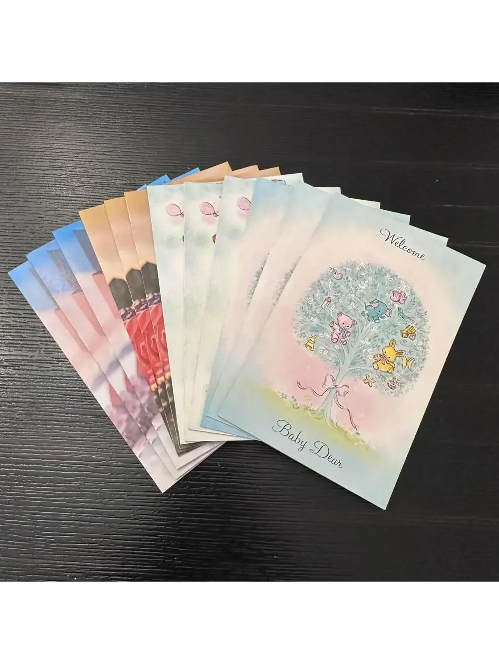 Vintage Baby Greeting Cards Welcome Baby Congratulations Ephemera Lot New Unused